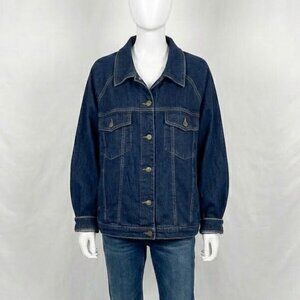 NWT Molly & Isadora Denim Jacket Women 2X Dark Wash Trucker Plus Size Classic